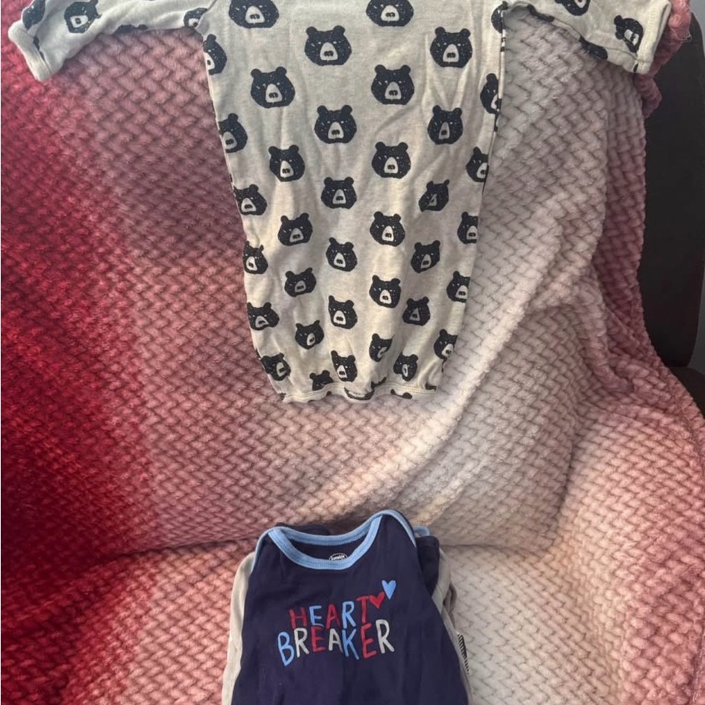 Gray Bear Print Baby Onesie